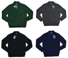 Club Room Collared Polo-Style Wool Blend Knit Solid Pullover Men's Sweater NWT