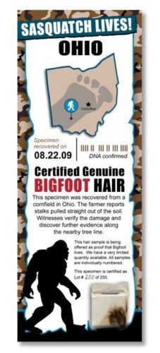BIGFOOT HAIR SAMPLE - Ohio State Park Rare Unique Gift Boy Child Man Cave - Picture 1 of 1