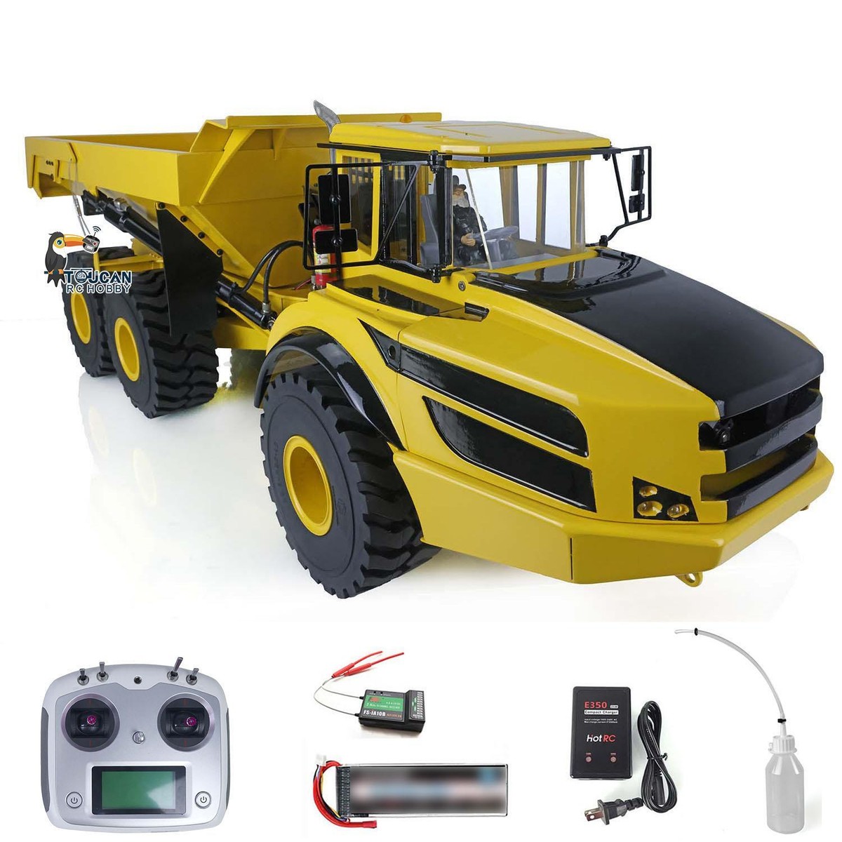 Camion Benne RC 6x6 Articulé 1/14 - Métal Hydraulique, Son Et Lumières - RTR