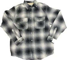 Grizzly Mountain Men's Sherpa Lined Flannel Jacket Grey Plaid