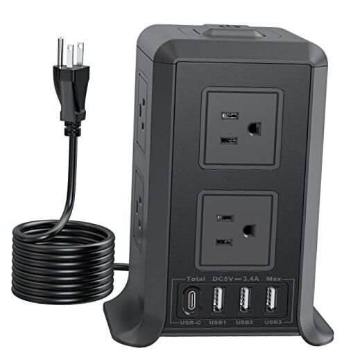 Extension Cord with Multiple Outlets,  Power Strip Surge 6.56FT B-Black-image