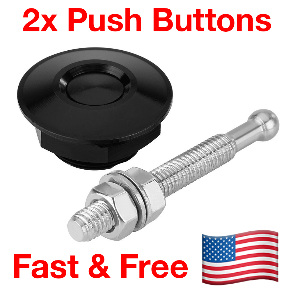 Pair of Black Push Button Quick Release Car Hood Pin Lock Latch Kit