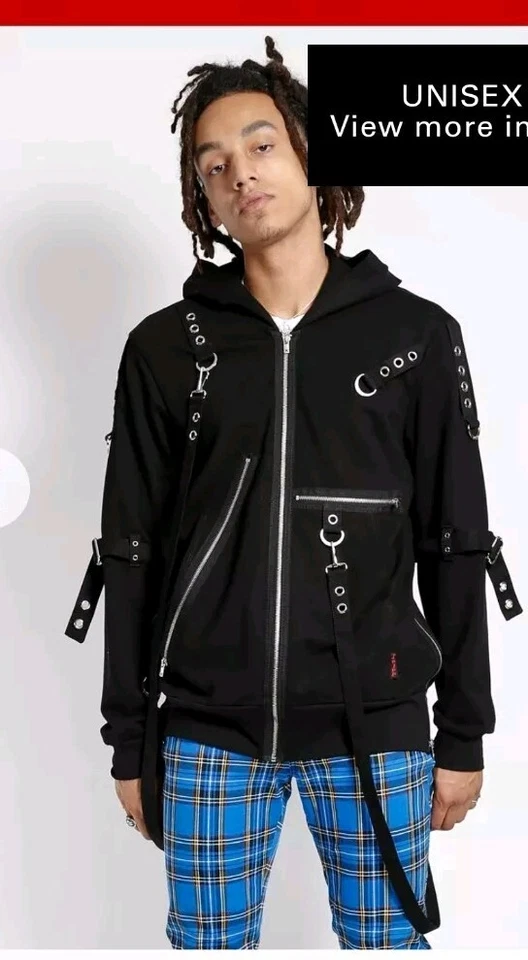 TRIPP NYC GOTH PUNK  ZIP JACKET BUCKLES CHAINS Size Small - Sold Out Clash Hoody - Image 2 of 4
