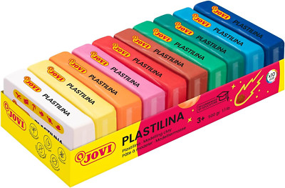 Jovi - Non Drying Modeling Clay, Endlessly Reusable Plasticine, Set of 10 Bars, 