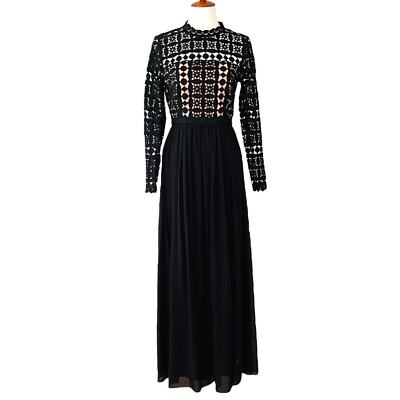 white christmas dresses Jluxlabel | Black Paradise Crochet Maxi Dress | Size Xs main image 0