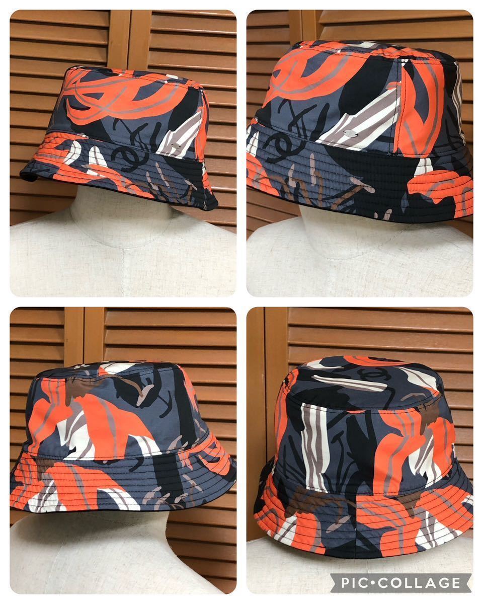 CHANEL Bucket Hat Reversible M23A Black Orange CC Logo with CHANEL Bucket Hat Reversible M23A Black Orange CC Logo with