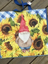 TJ Maxx Large Reusable Travel Shopping Tote Bag Santa Sunflower Field New