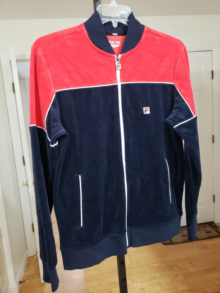 Men's Fila Navy Red Velour Track Jacket