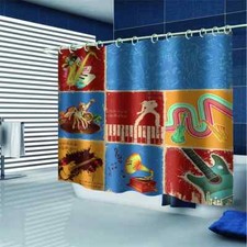 Eight Instrument Squares 3D Shower Curtain Waterproof Fabric Bathroom Decoration