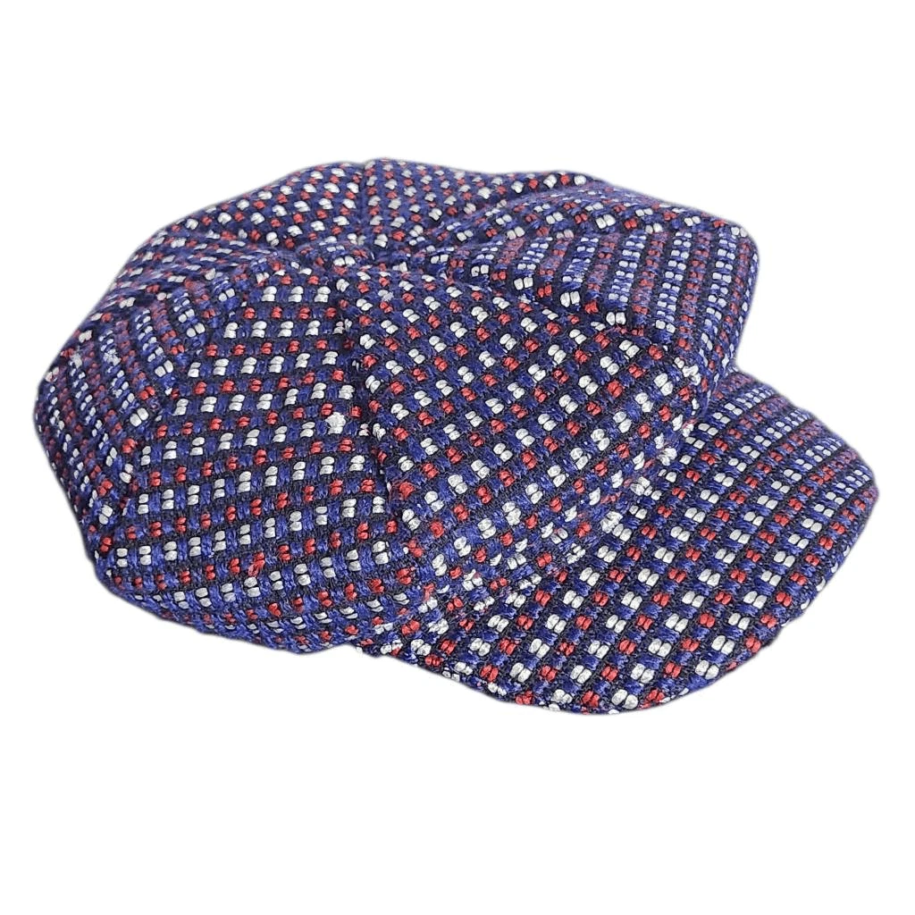 Marzi Firenze Italy Women\'s One Size Blue Metallic Plaid Newsboy Cap $200 NEW Marzi Firenze Italy Women main image 4