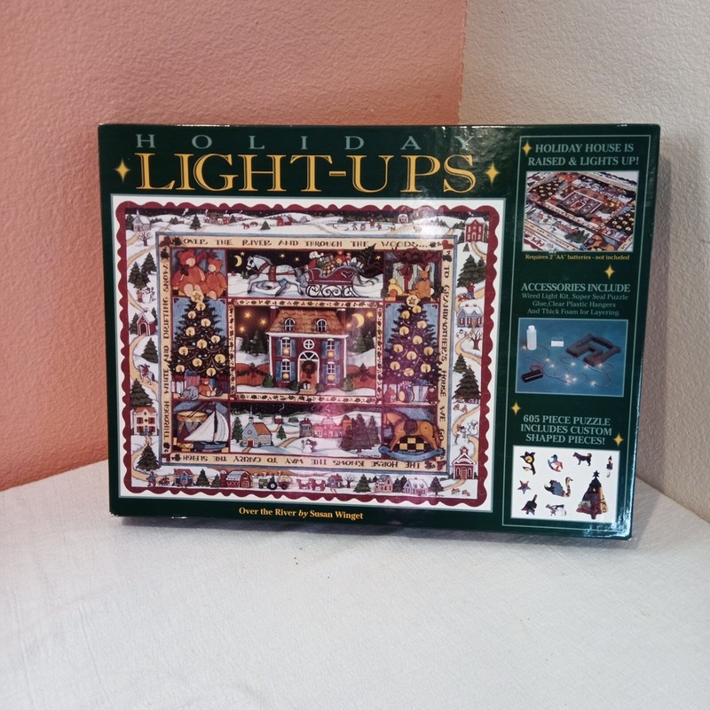 Holiday LIGHTS- UP Jigsaw Puzzle Over The River by Susan Winget... NEW Rare
