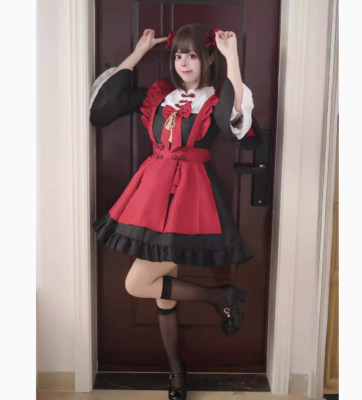Womens Chinese Qipao Collar Tassel French Maid Lolita Cosply Dress Costume 