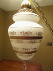 Vintage Mid Century Modern Hanging Glass Swag Lamp Hollywood Regency chain  plug — photo 2