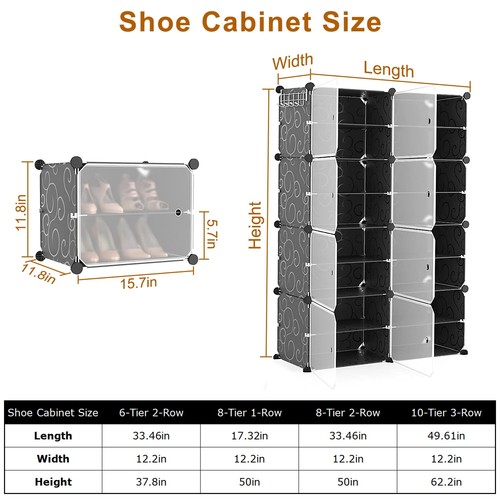 10-Tier Shoe Rack Storage Organizer 60 Pairs Unit Cube Cabinet Shelf Stackable - Picture 4 of 16