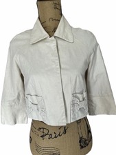 Morgan De Toi Y2k Cream Shimmer Short Jacket With Pockets Uk10 Vgc Pb14*