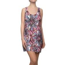 Racerback Dress, Funky Spring Floral Design, Women's Dress for Spring, Floral
