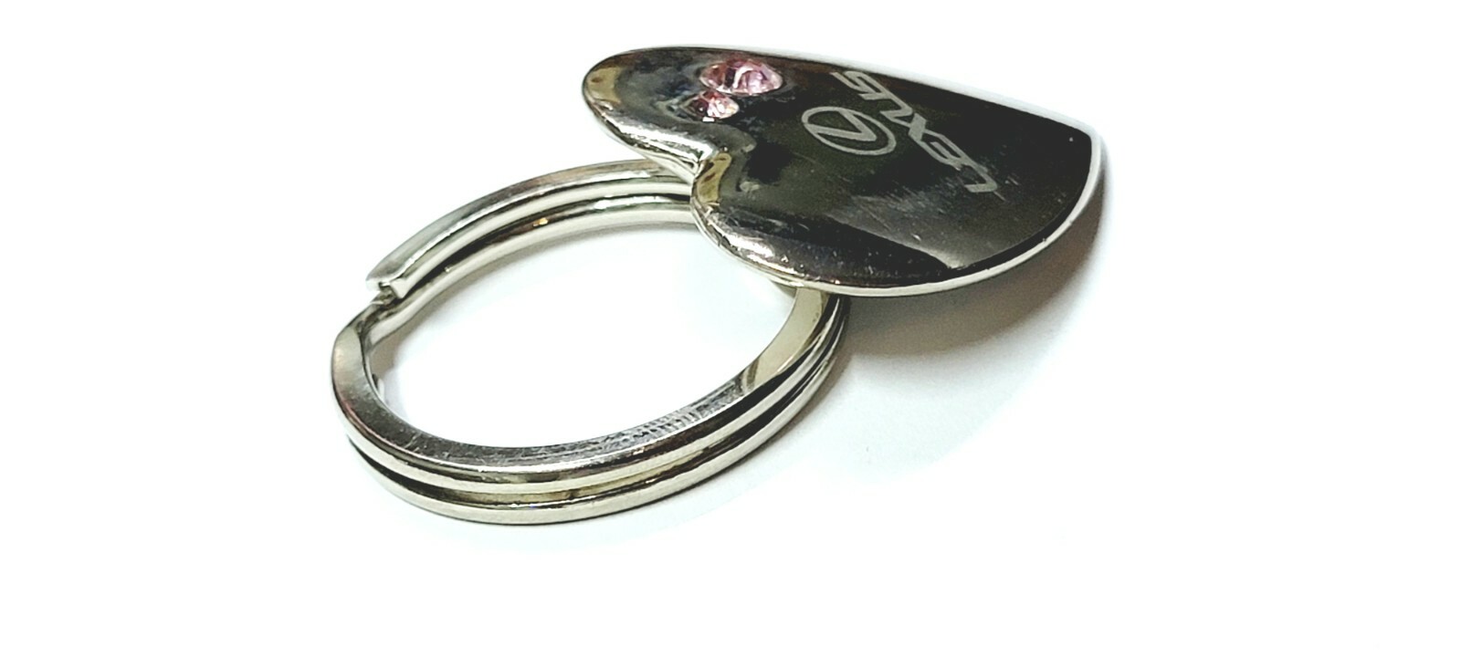 Lexus Keychain Pink Rhinestones Silvertone Metal Keyring Heart Shape ...