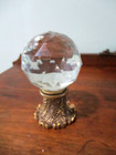 Murano Finesse Faceted Crystal Ball  gold leaf base Glass Curtain Rod Finial