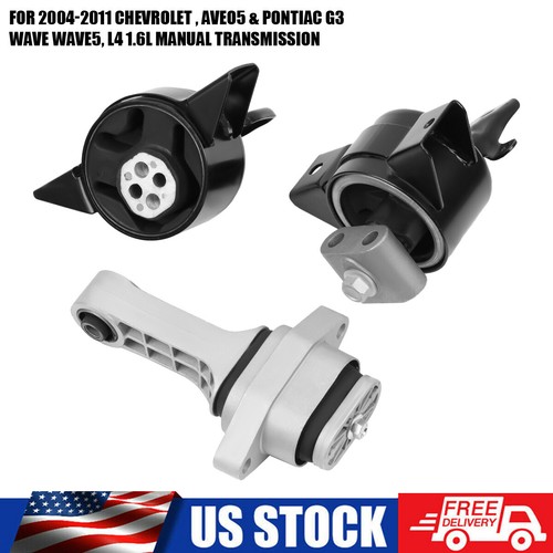 3PC Engine Motor & Transmission Mount for 04-11 Chevy Aveo 1.6L Manual Trans OEM - Picture 1 of 9