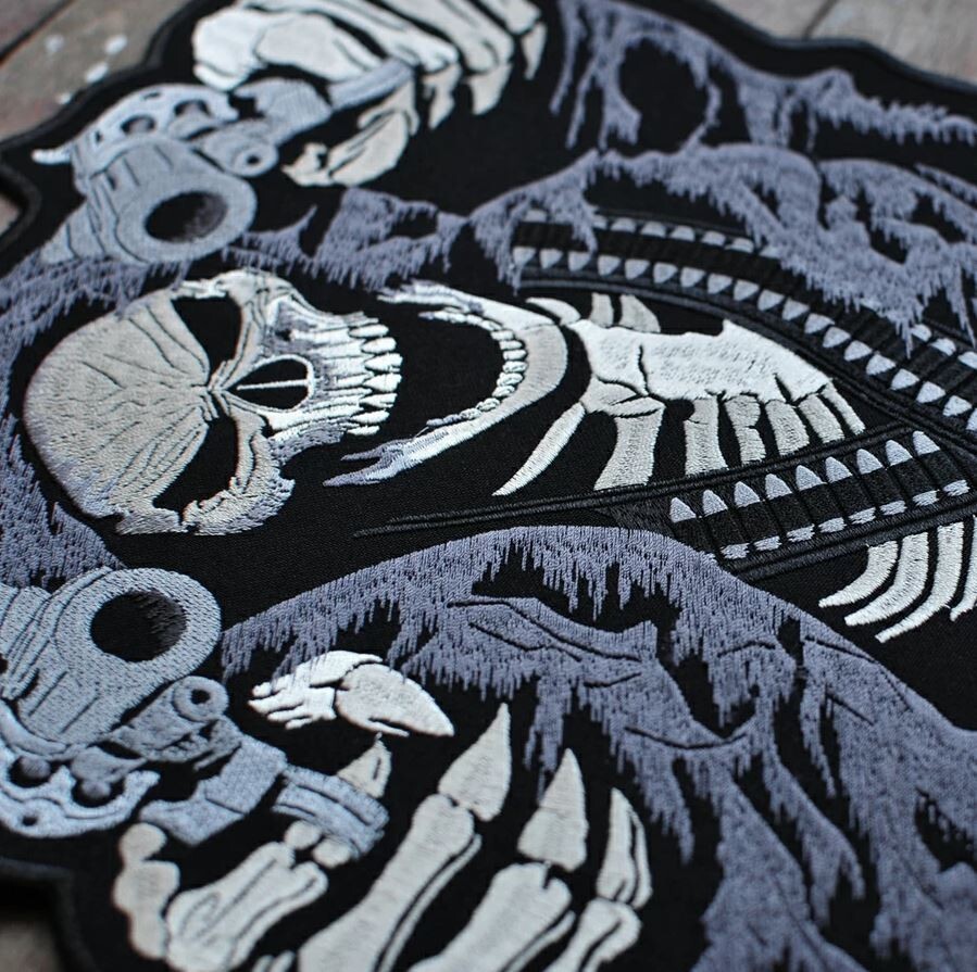 Grim Reaper Skull Skeleton Guns Back Patch Scary Biker Motorcycle