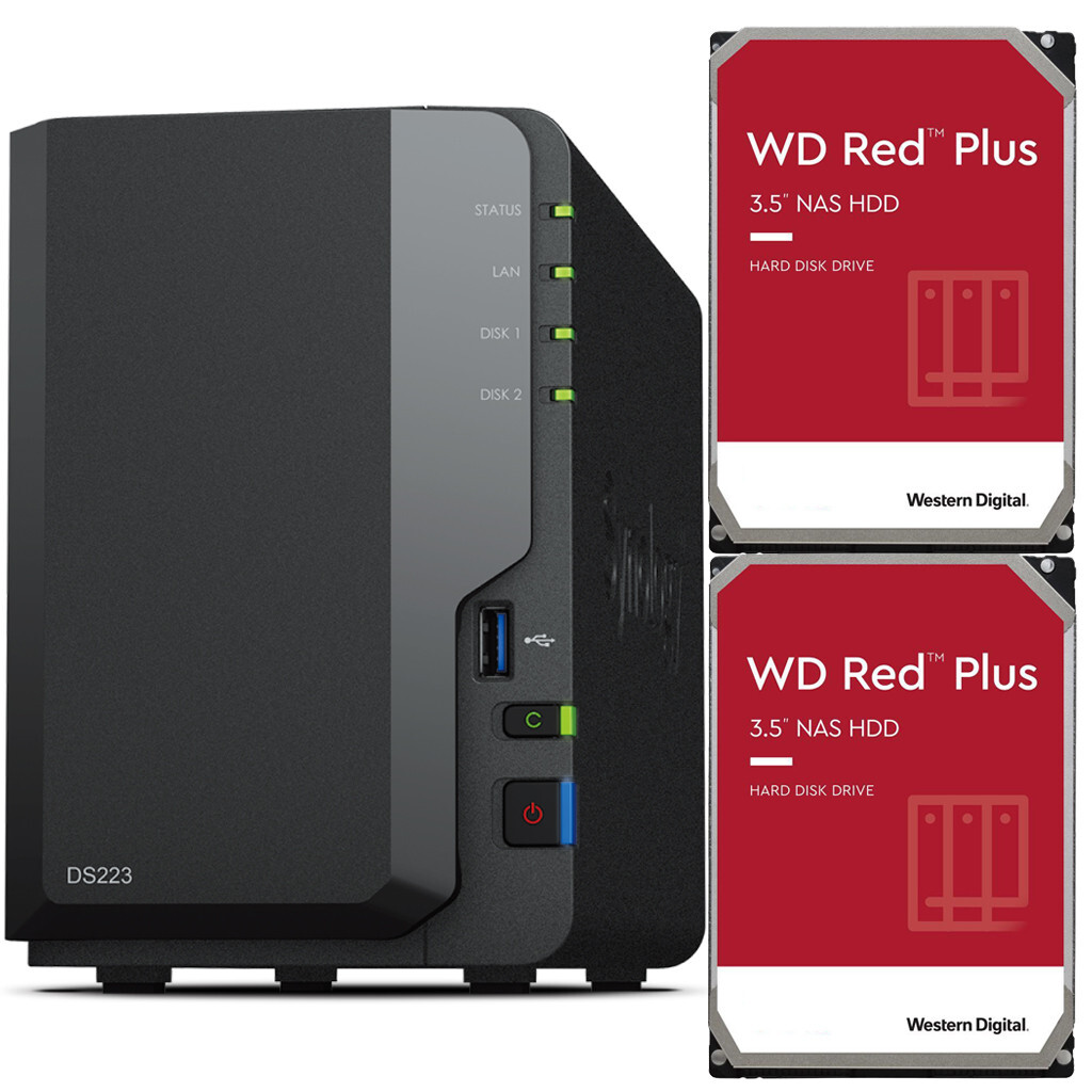 Synology DS223 2Bay 2GB RAM 20TB (2x10TB) Western Digital Red NAS