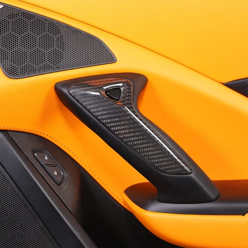 Real Carbon Fiber Door Handel Button Cover Trim For Corvette C7 Z06 ZR1 2014-19