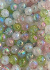 25 Qty 16mm Clear Luminous AB Mixed Acrylic Beads, Bubblegum Beads, Chunky Bead