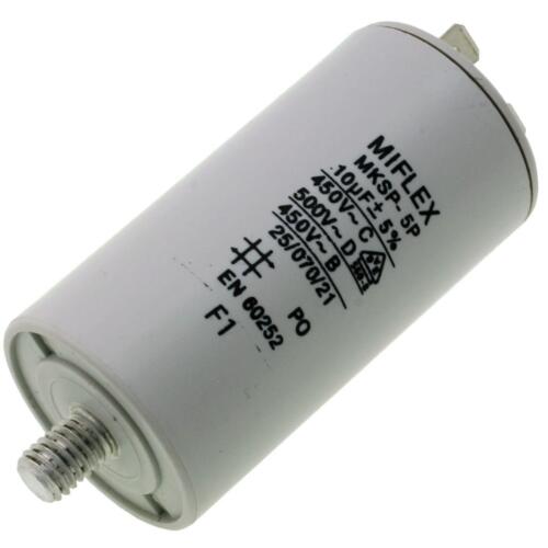 Condensateur de démarrage condensateur moteur 10 μF 450V 35 x 65 mm connecteur 6,4 x 0,8 mm Miflex 10 - Photo 1/2