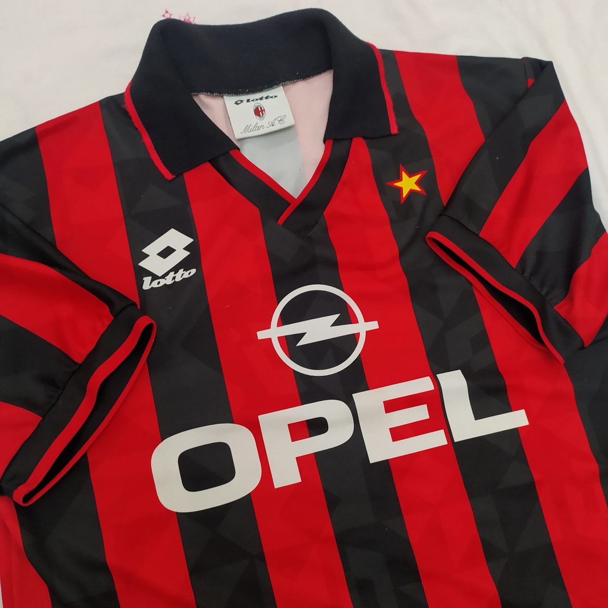 90s　Lotto　AC MILAN　ゲームシャツ　OPEL　ユニフォーム 1997/98 AC Milan Vintage Lotto 4th Football Shirt (L