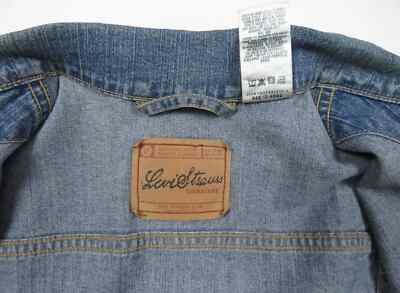 Levi Strauss Trucker Distressed Stretch Denim Jean Blue Womens