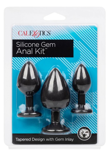 Silicone Gem Anal Kit 3 Graduated Butt Plugs Dilator Exerciser Toy Set - Foto 11 di 12