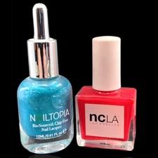 2pc New Vegan Nail Polish Lot, NCLA, Nailtopia, 7 Free Cruelty Free Nail Lacquer