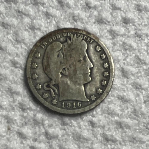 1916 D-Barber Quarter 1916 Denver Silver 25C US Coin Circulated