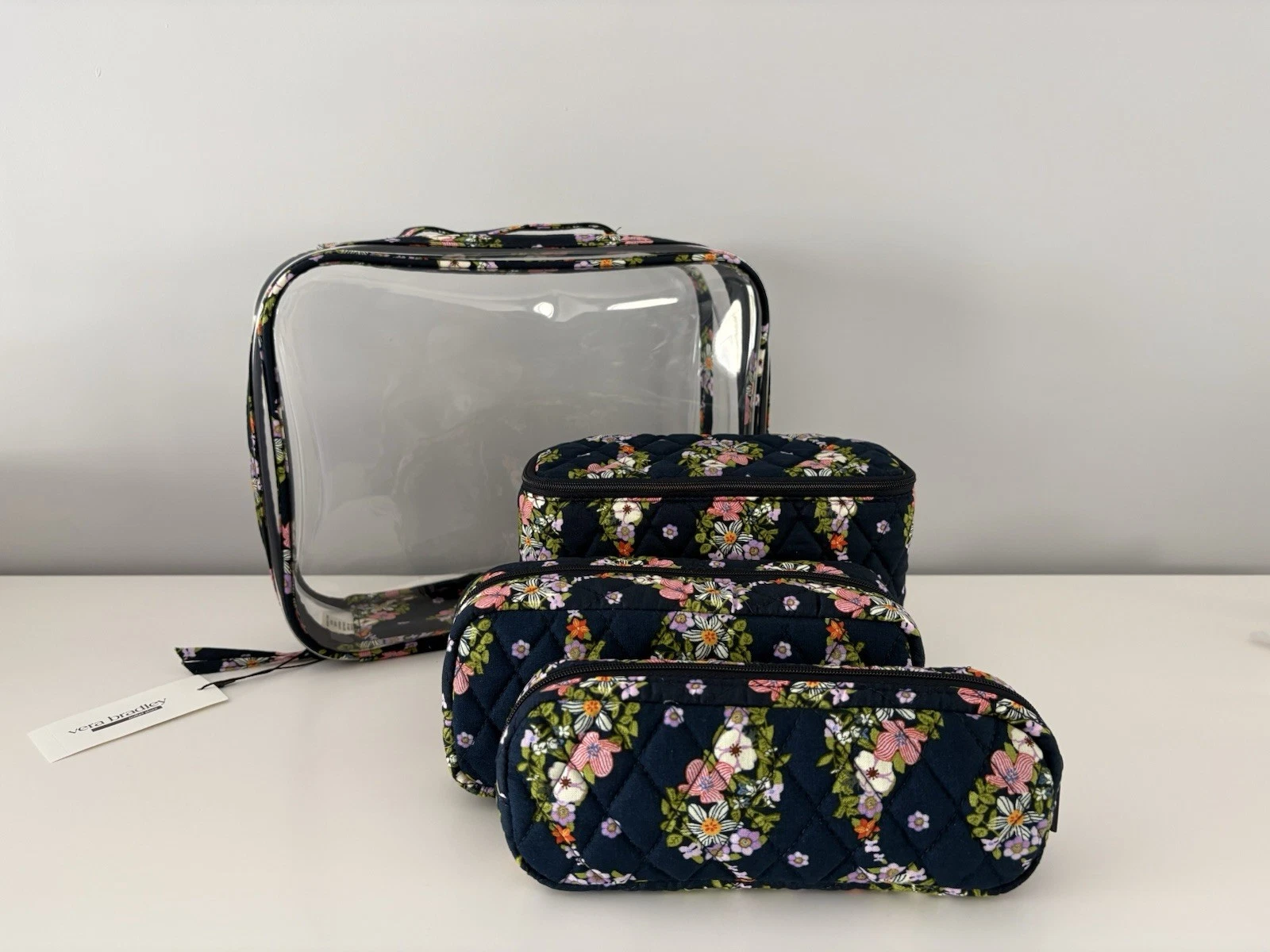 Vera Bradley NWT 4 Pc Cosmetic Makeup Organizer Set PAISLEY RAIN Navy
Opens in a new window or tab