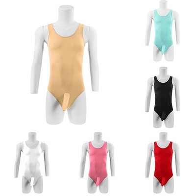 Herren Bodysuit Herren Unterwäsche Body Einfarbig Eisseide Leotard Wear