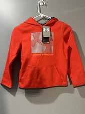 Under Armour Youth Small Coldgear Loose Fit Hoodie Orange Sweatshirt Athletic