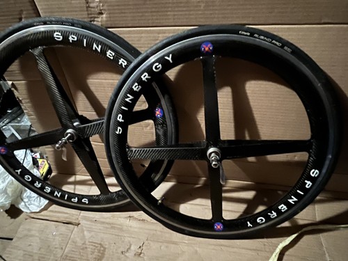 Spinergy carbon 650c wheels and tires 4 spoke clinchers dura-ace cassette 8sp