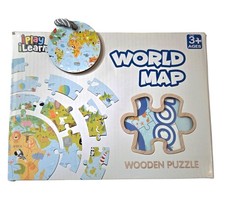 iPlay iLearn World Map 36 Piece Wooden Puzzle Multicolor Ages 3-7