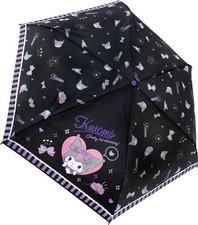 Kuromi Side Frill Folding Umbrella, Manual Open, 100-110cm, with Case