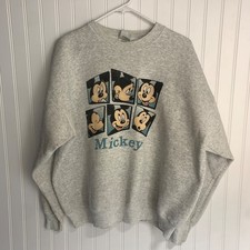 Disney Mickey Mouse Sweatshirt Gray Size XL USA Made 90s Vintage