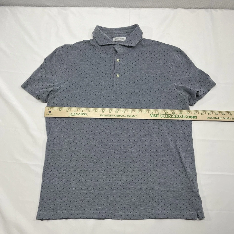 Polo Gran Sasso Para Hombre Estampado Geométrico Gris Azul Algodón Talla 54 XL Algodón Foto 4 de 4