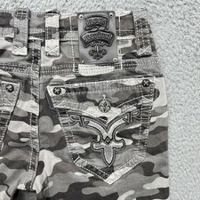Rock Revival Jeans Mens 28x30 Gray Urban Camo Skinny Distressed Stretch Denim