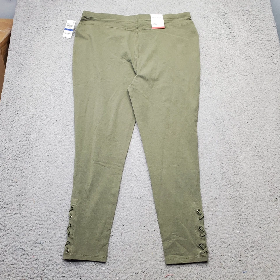 Style&co. Leggings Mujer XL Verde tiro medio cómodo cintura cruzada tobillo Foto 2 de 4