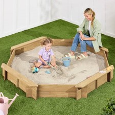 Kids Octagon Sandbox Natural Wood Outdoor Backyard Play Box