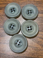 Buttons 5 gray 4-hole shank back acrylic 2.8 cm jacket craft VTG