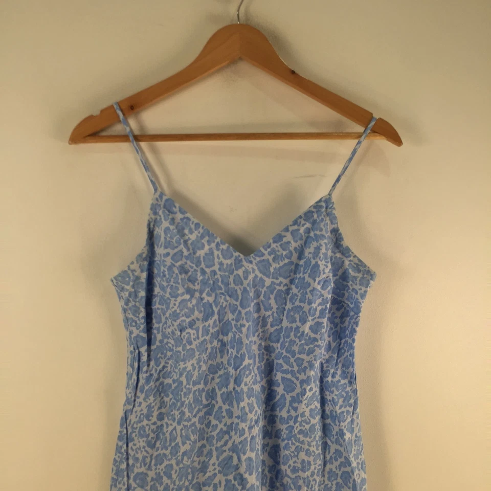 Vestido feminino JAG tamanho 8 azul estampa animal linho sem mangas midi gola V122092 - Imagem 2 de 4