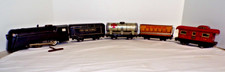 Marx O Gauge Wind-up NYC LOCOMOTIVE And 4 MARX CARS Working See Below Condition