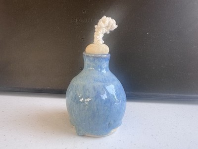 Vintage Artisan Glazed Clay Pottery Essential Oil Perfume Bottle Z95