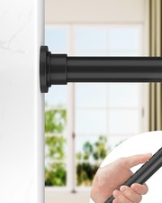 Extra Long Adjustable Tension Curtain Rod 123-160 Inch, Heavy Duty, Black
