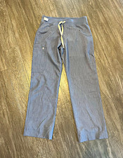 FIGS Technical Collection Women s Scrub Pants Drawstring Solid Gray/blue XS Poly